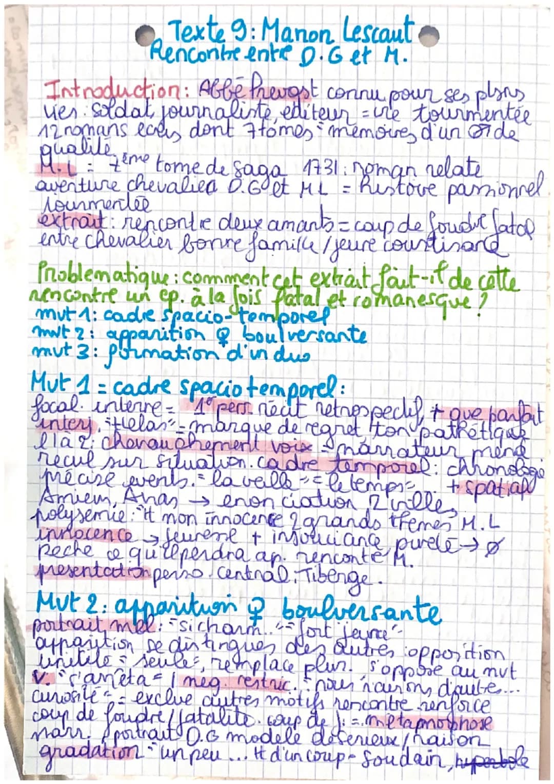 Manon L.
Des Gieux
Analyse linéaire n°9: Abbé Prévost, Manon Lescaut, 1731, << la
rencontre des deux amants >>>
chevauchement
de voix
marate