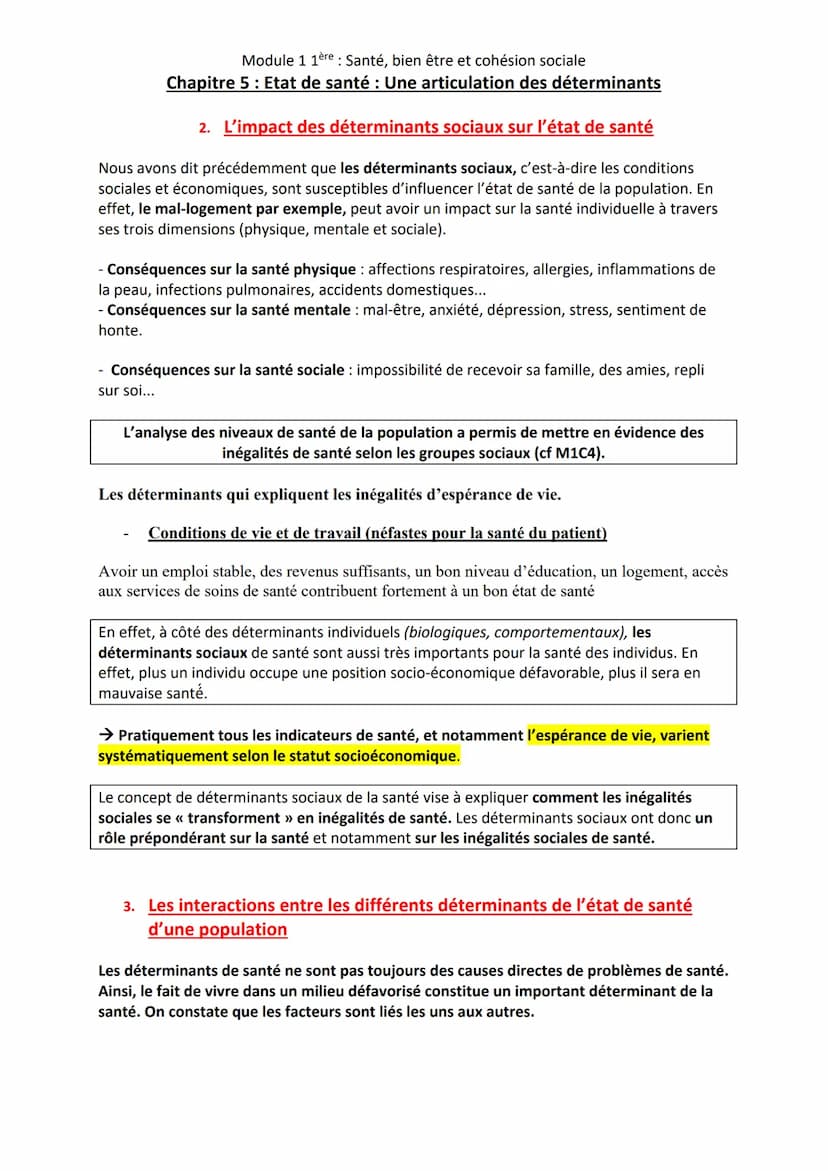 Module 1 1ère: Santé, bien être et cohésion sociale
Chapitre 5 : Etat de santé : Une articulation des déterminants
Contenu
Etat de santé : u