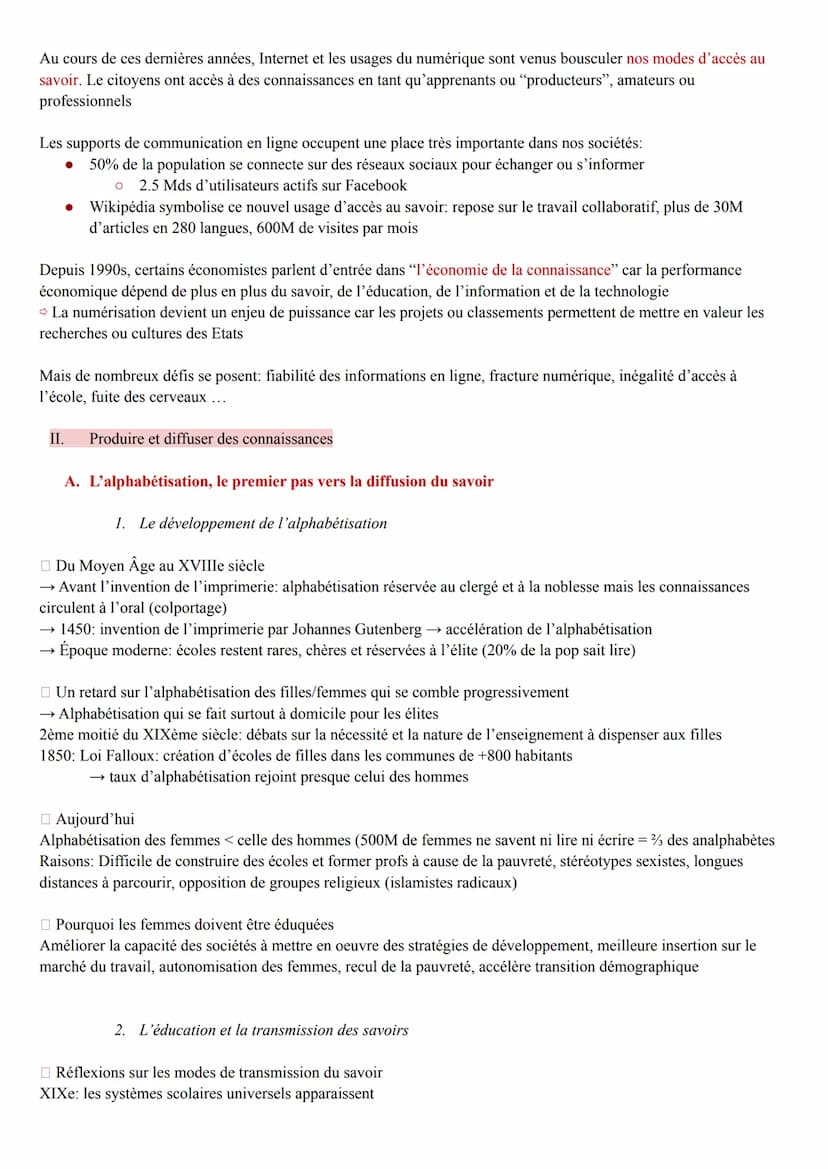 Theme 6: Lenjeu de la connaissance
I. Introduction
A. Vers une société de la connaissance
La connaissance désigne le processus mental de tra