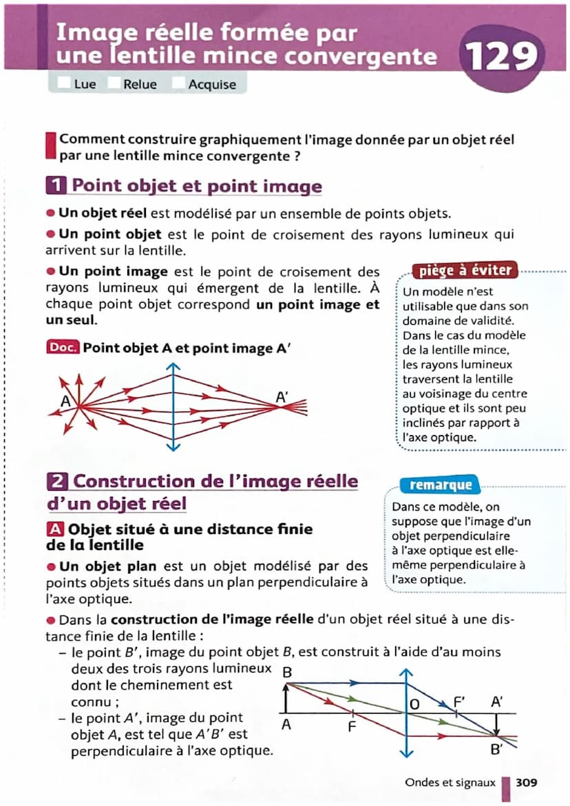Émission et propagation
de la lumière
Lue Relue Acquise
126
Comment la lumière se propage-t-elle dans les différents milieux
matériels ?
1 É