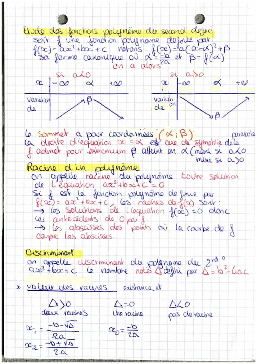 Maths chapt: Second
Fonction polynôme du second degré.
on appelle fonction polynome are second degré toure
Jonation of definie suir R³ dont 