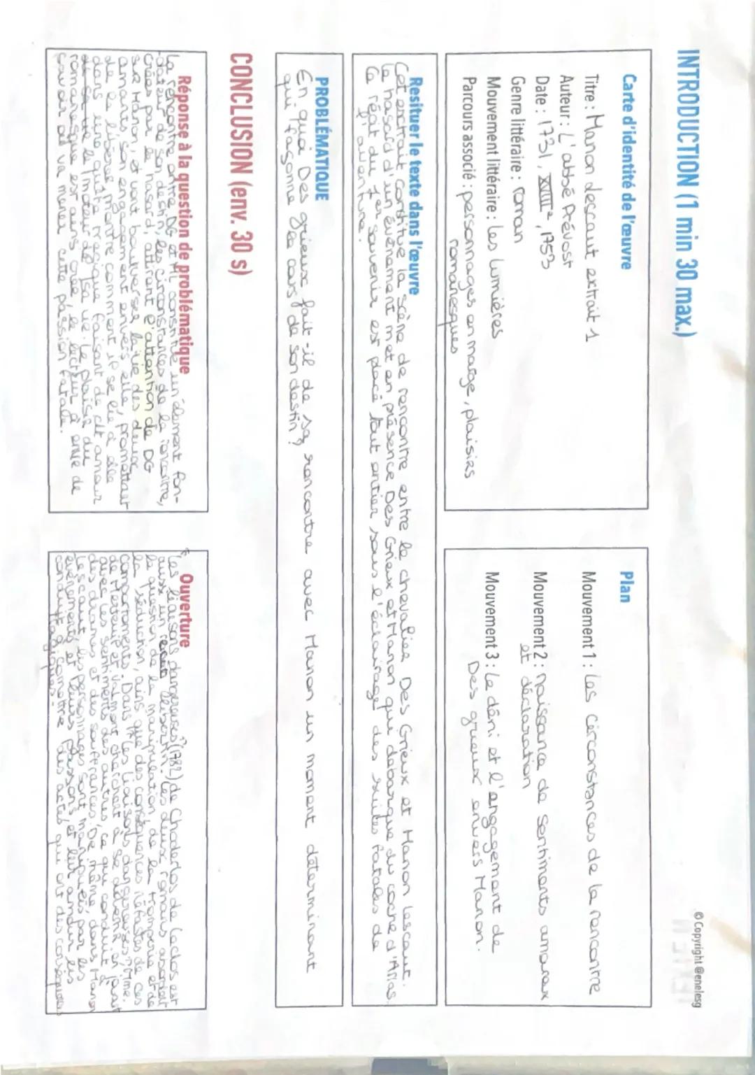 INTRODUCTION (1 min 30 max.)
Carte d'identité de l'œuvre
Titre: Manon descaut extrait 1
Auteur: L'abbé Prévost
Date: 1731,², 1753
Genre litt