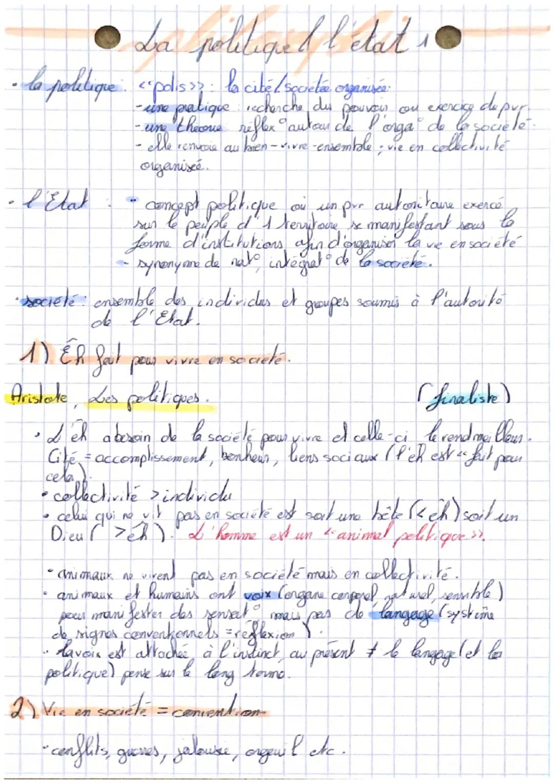 # La poliliged l'état 10

- une

cou

• la politique. "polis: la cité / secreta organisée

- une pratique recherche du pouvoir ou evercing d