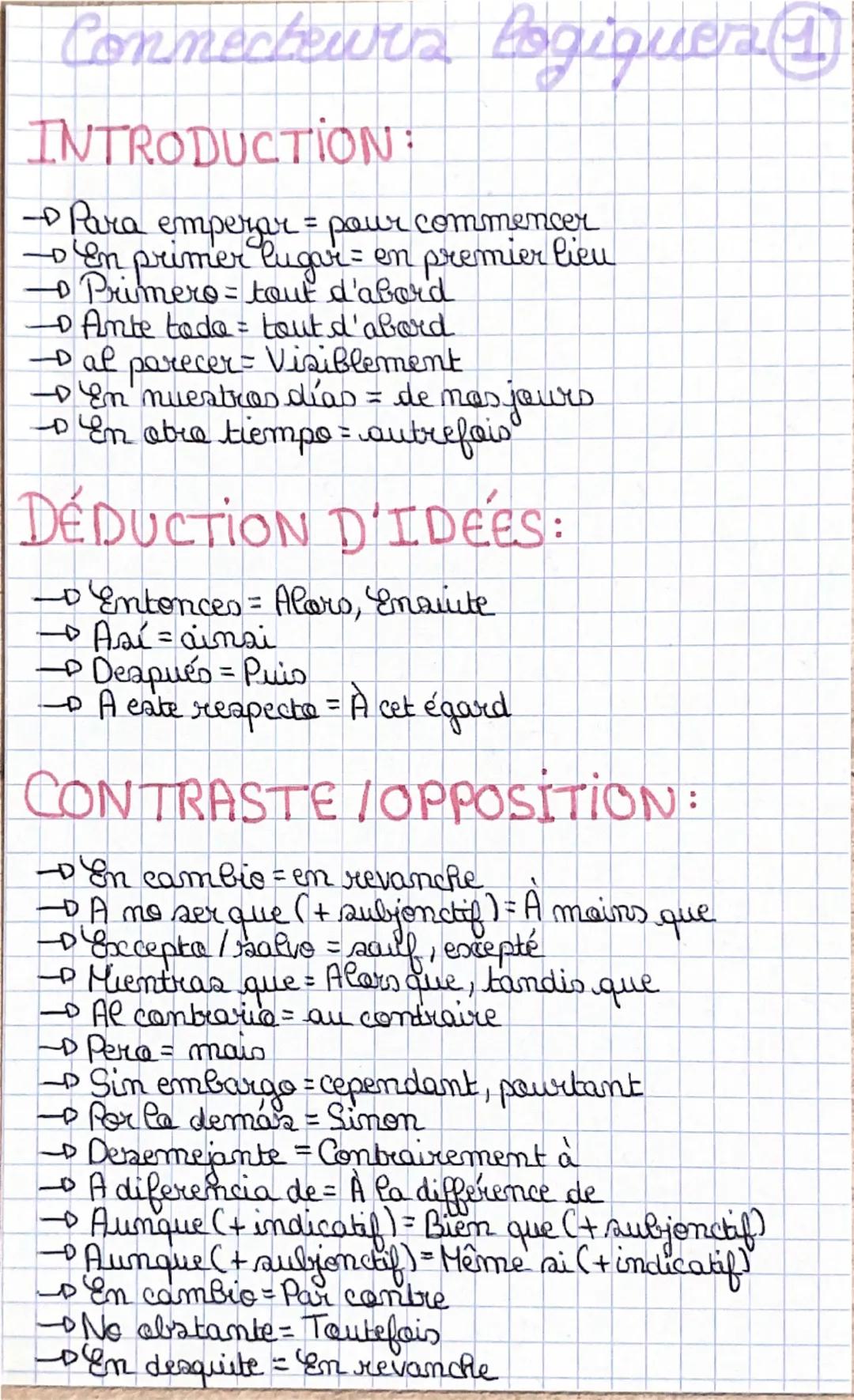 # Connecteurs Bogiques 1

INTRODUCTION:
- →Para emperar = pour commencer
- En primer lugar = en premier lieu
- Primero= tout d'abord
- Ainte