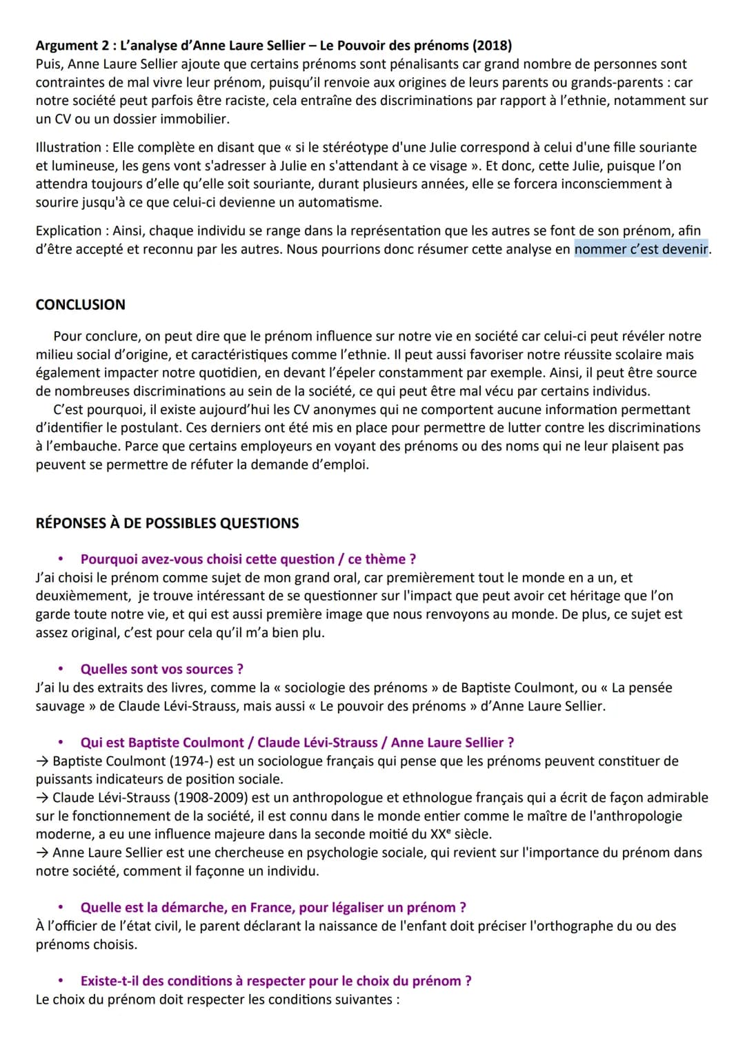 GO SES
Sujet : Le prénom influence-t-il notre vie en société ?
INTRODUCTION
En septembre 2022, Eric Zemmour a créé une polémique des prénoms