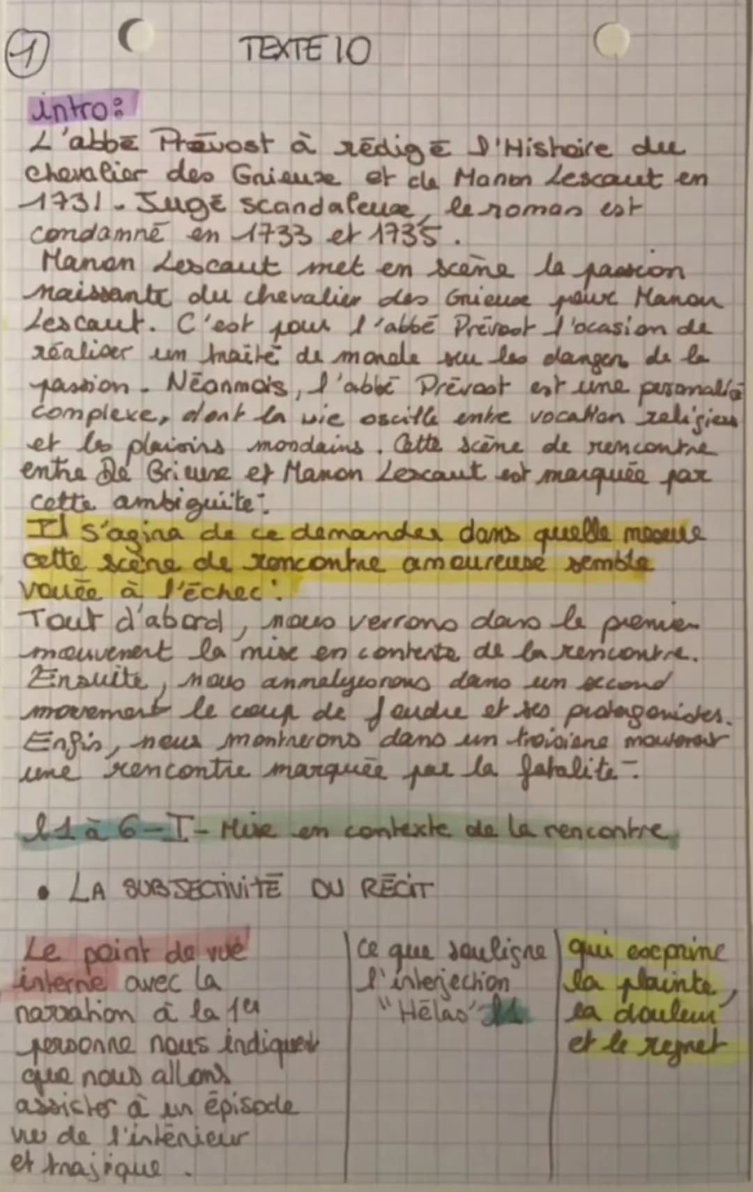 Analyse linéaire Manon Lescaut - La Rencontre PDF