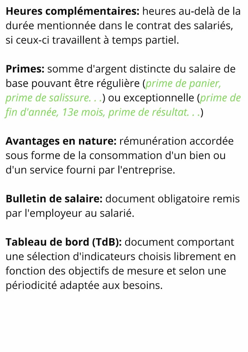 Sciences de Gestion et du
Numérique
Notions et Formules La rémunération et le coût
du travail
Notions
Salaire horaire de base: il résulte d'