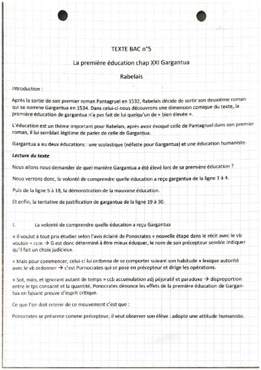 Gargantua: Résumé par Chapitre et Fiche de Lecture PDF