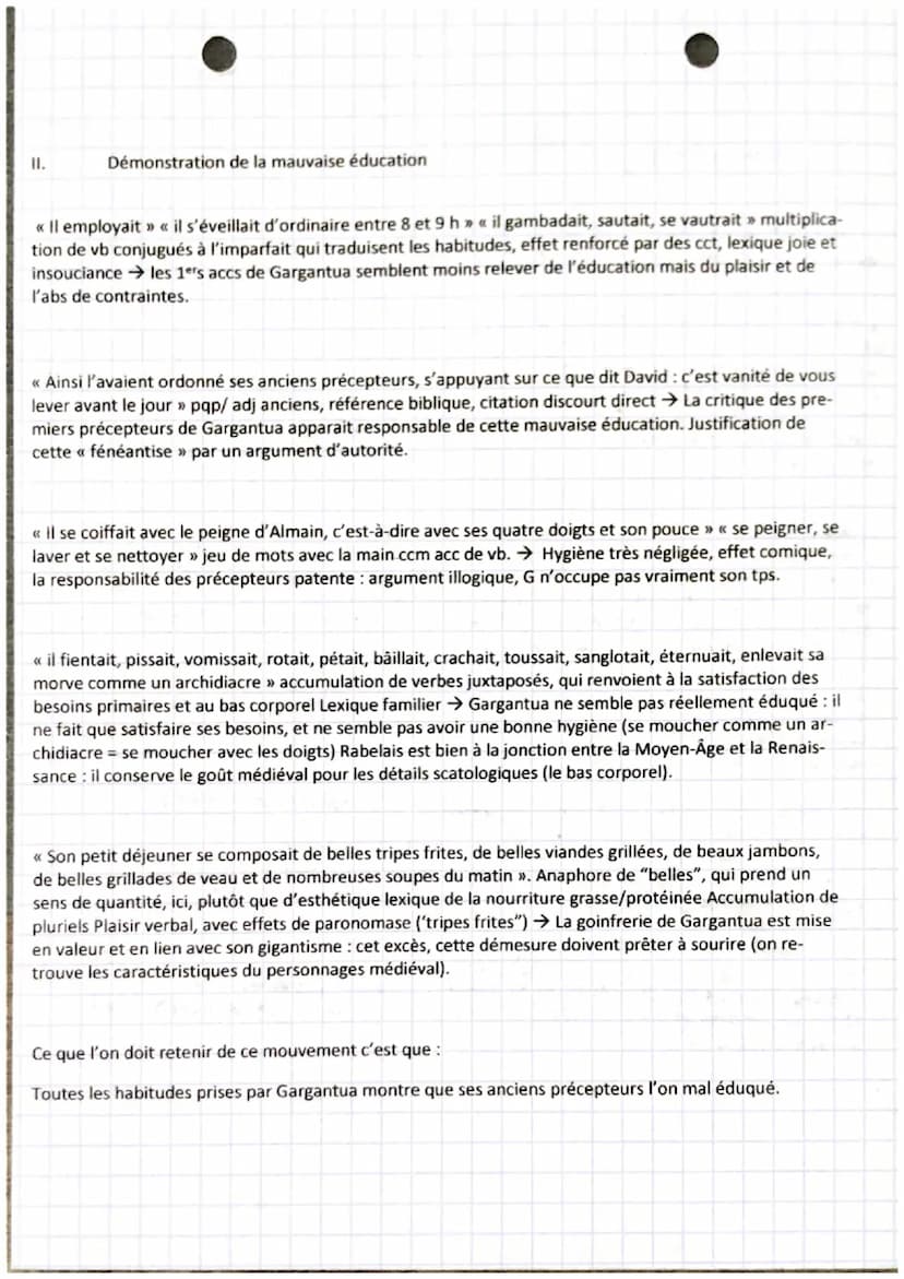 TEXTE BAC n°5
La première éducation chap XXI Gargantua
Rabelais
Introduction:
Après la sortie de son premier roman Pantagruel en 1532, Rabel