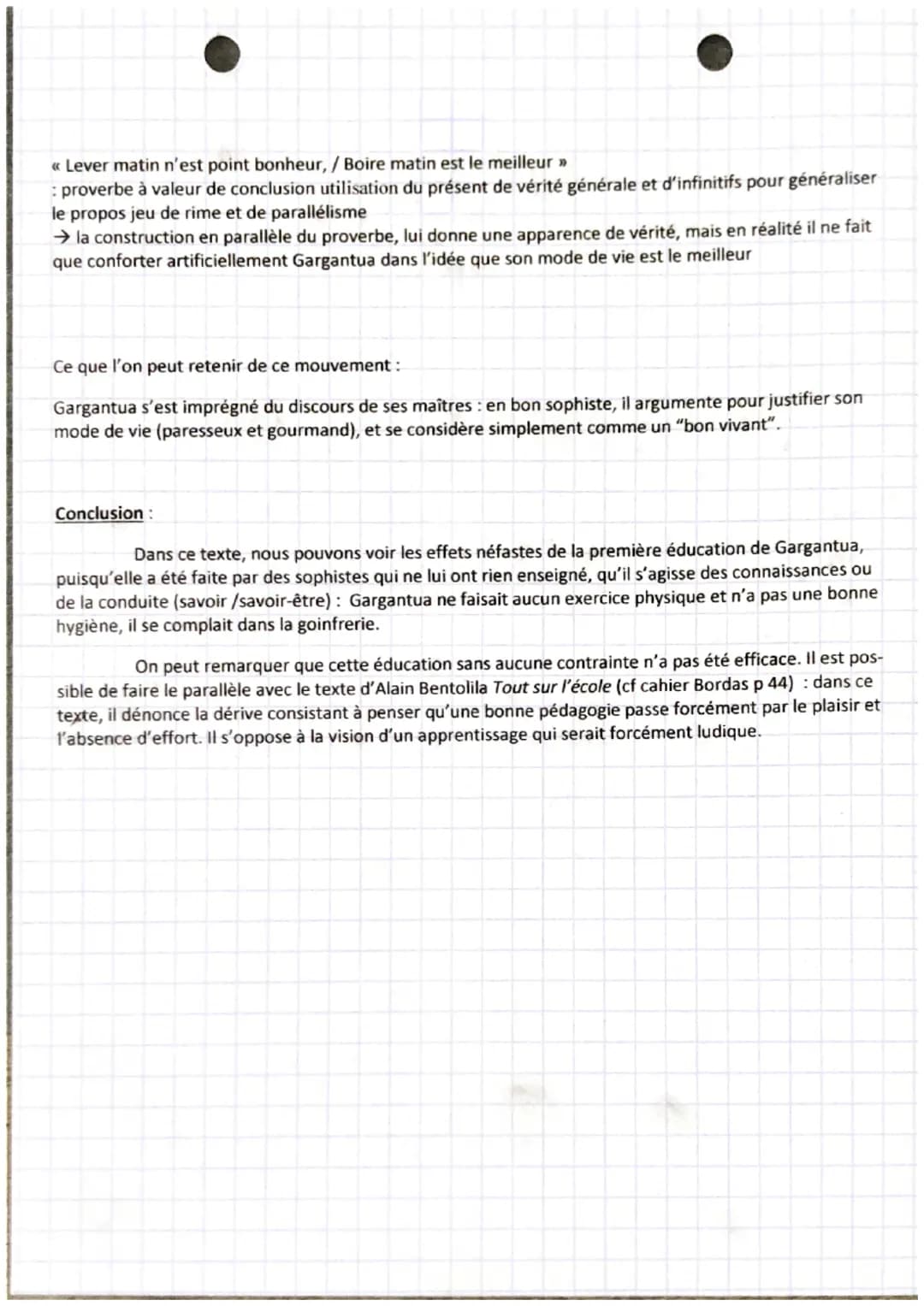 TEXTE BAC n°5
La première éducation chap XXI Gargantua
Rabelais
Introduction:
Après la sortie de son premier roman Pantagruel en 1532, Rabel