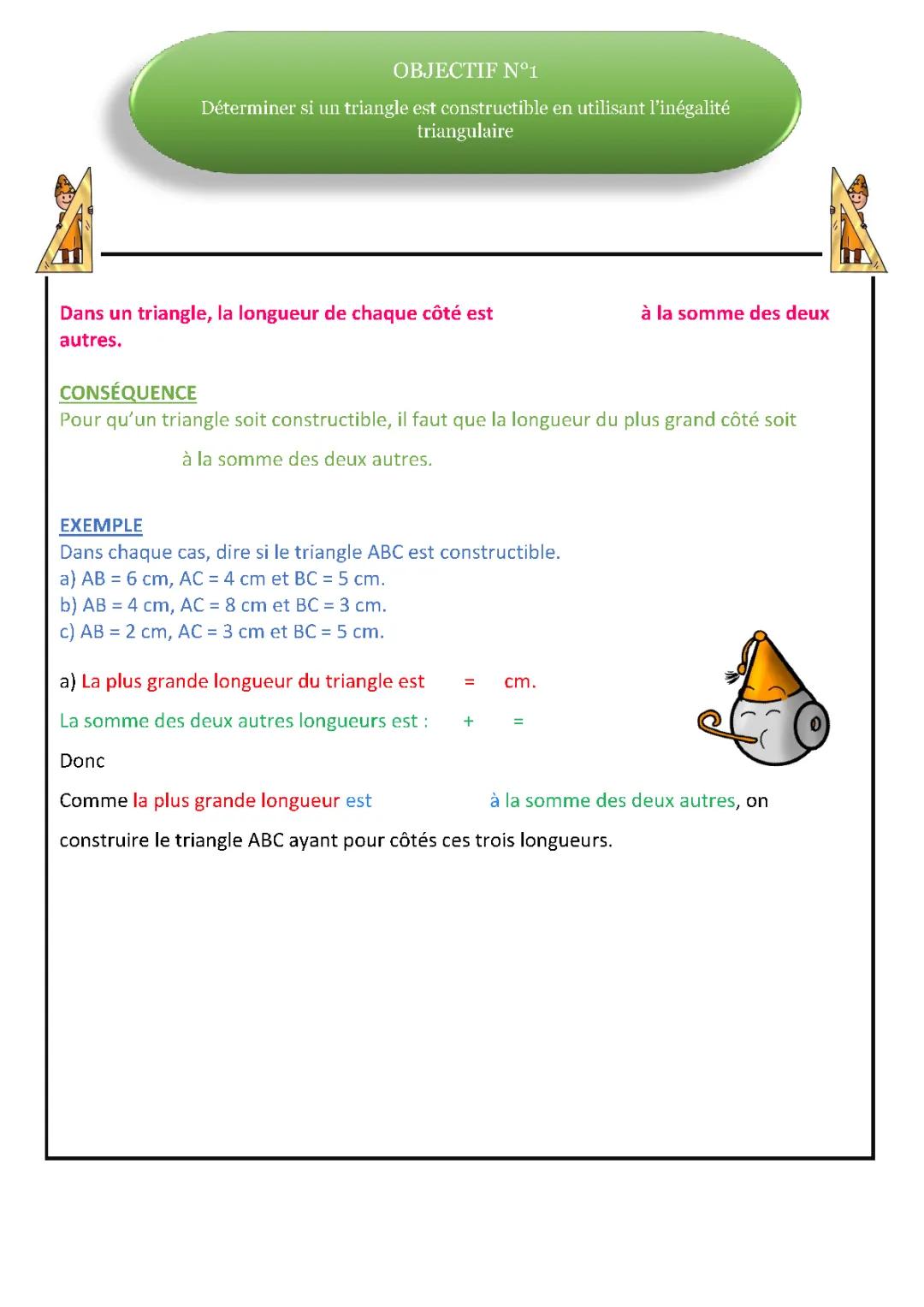 Cours sur les triangles - Leçon et exercices pour 5ème et 6ème - PDF