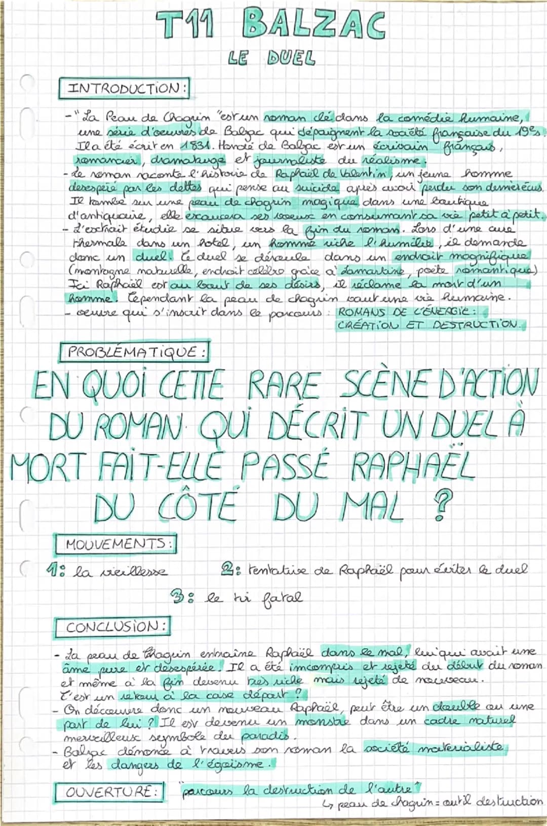 T11 BALZAC
LE DUEL
-
INTRODUCTION:
-"La Peau de Chagrin "est un roman dé dans la comédie humaine,
une série d'ocures de Balzac qui dépaignen