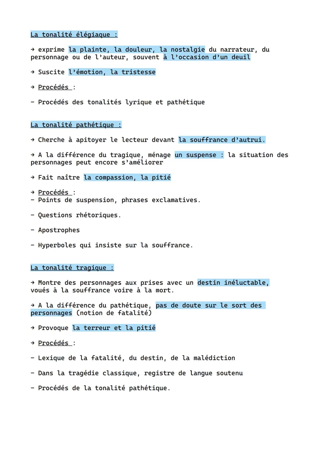 La tonalité comique :
Les tonalités
→ Cherche a provoquer l'amusement, en créant un écart surprenant, un
décalage ridicule ou absurde.
→ Fai