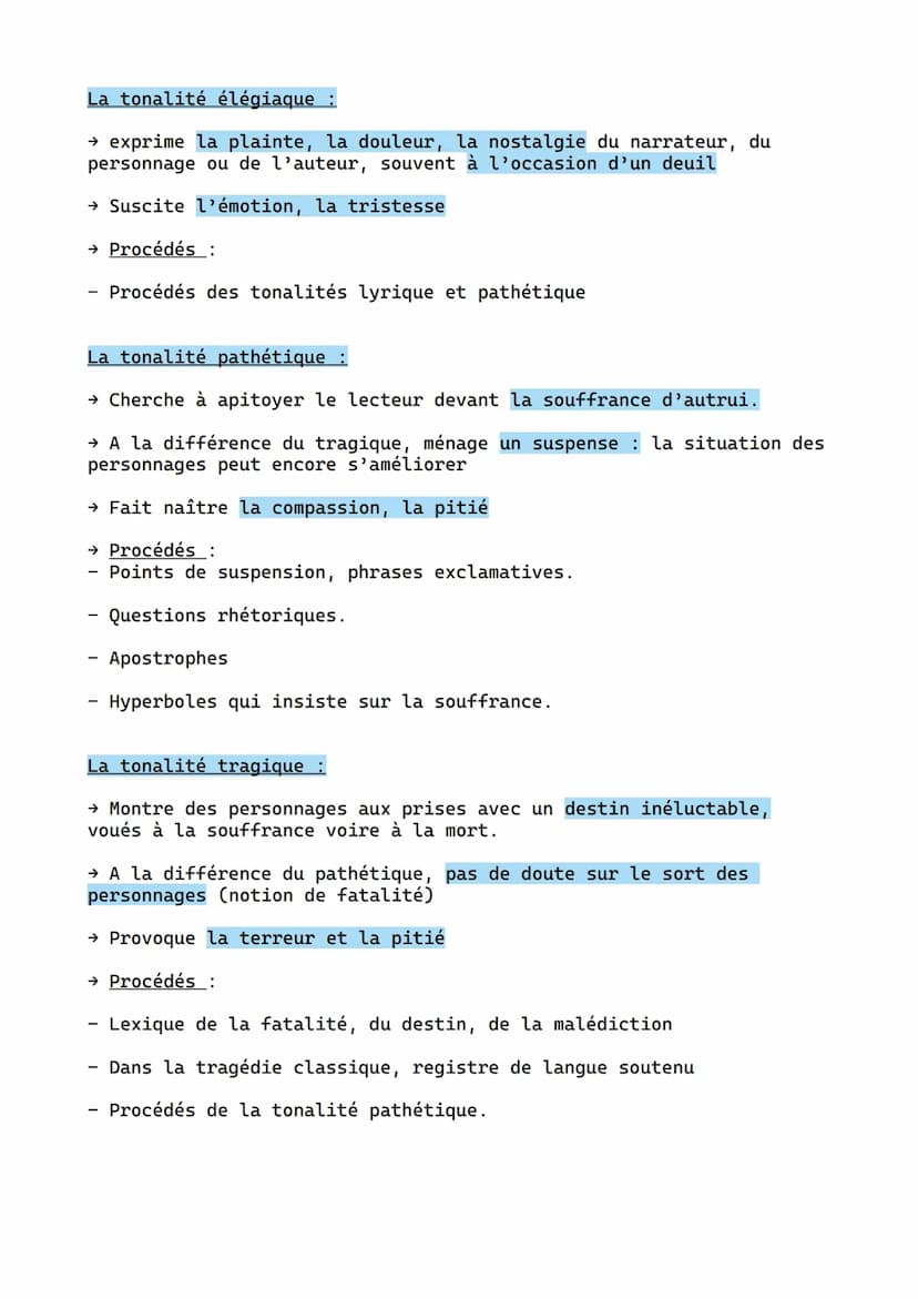 La tonalité comique :
Les tonalités
→ Cherche a provoquer l'amusement, en créant un écart surprenant, un
décalage ridicule ou absurde.
→ Fai