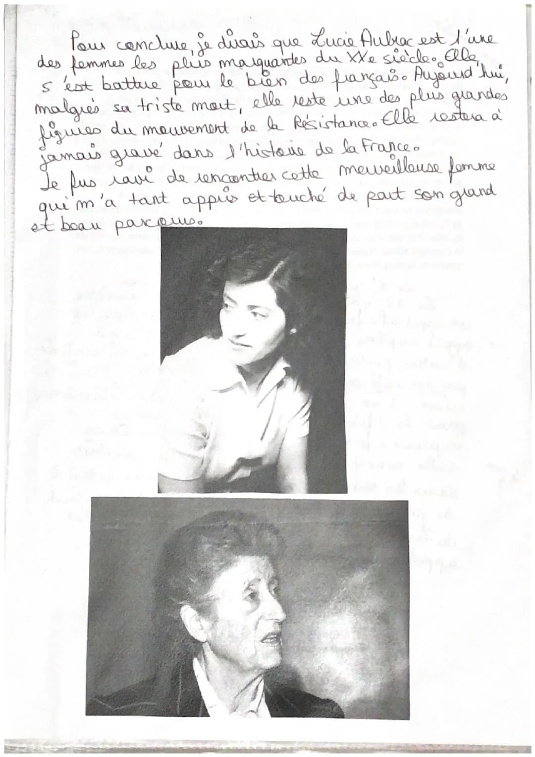 Lucie Aubrac, une héroïne de la Seconde
Guerre Mondiale
Quelques années, avant la mort de Lucie Aubrac (en 2007), j'ai eu le
privilège et l'