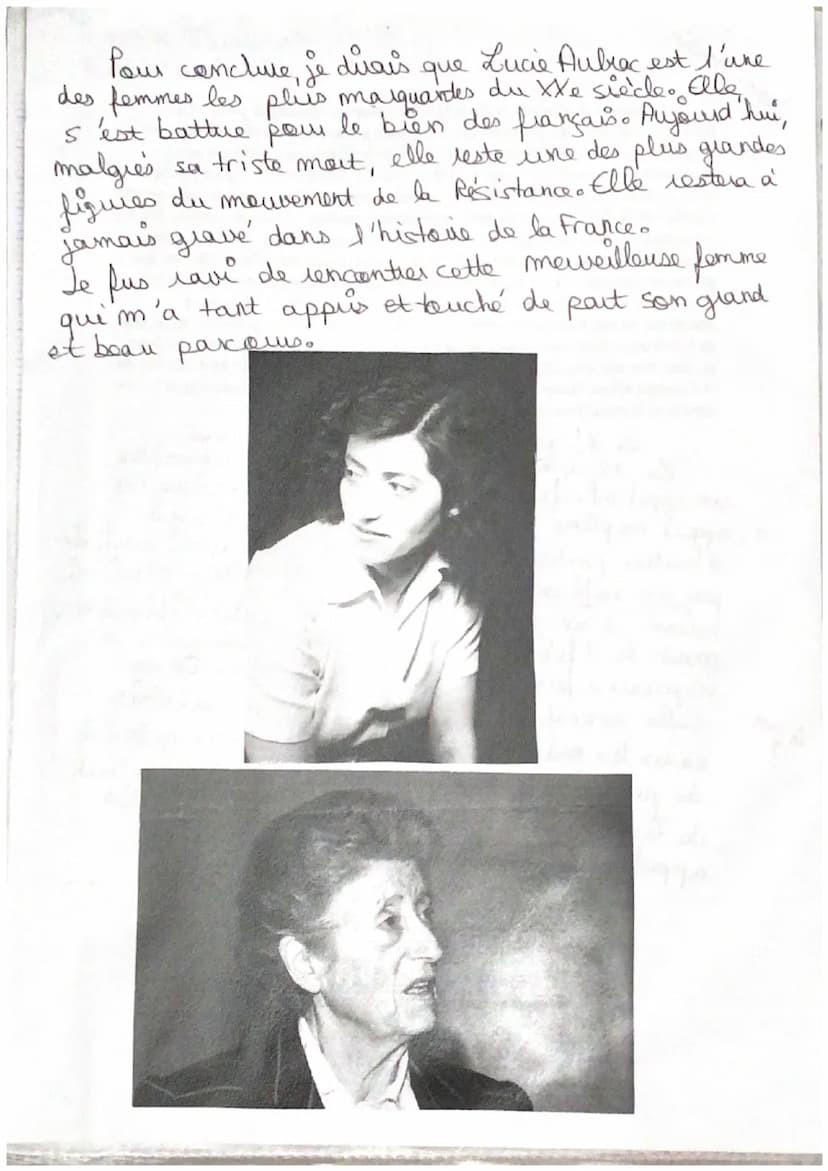 Lucie Aubrac, une héroïne de la Seconde
Guerre Mondiale
Quelques années, avant la mort de Lucie Aubrac (en 2007), j'ai eu le
privilège et l'