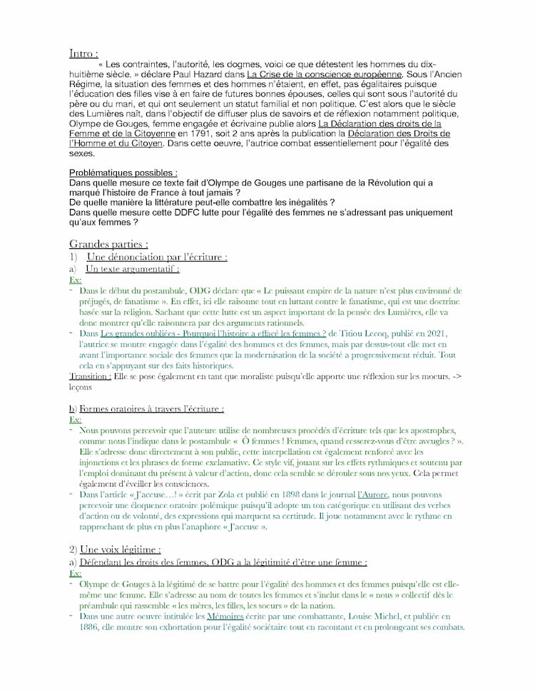 Know plans de dissertation possibles sur la DDFC d'Olympe de Gouges thumbnail