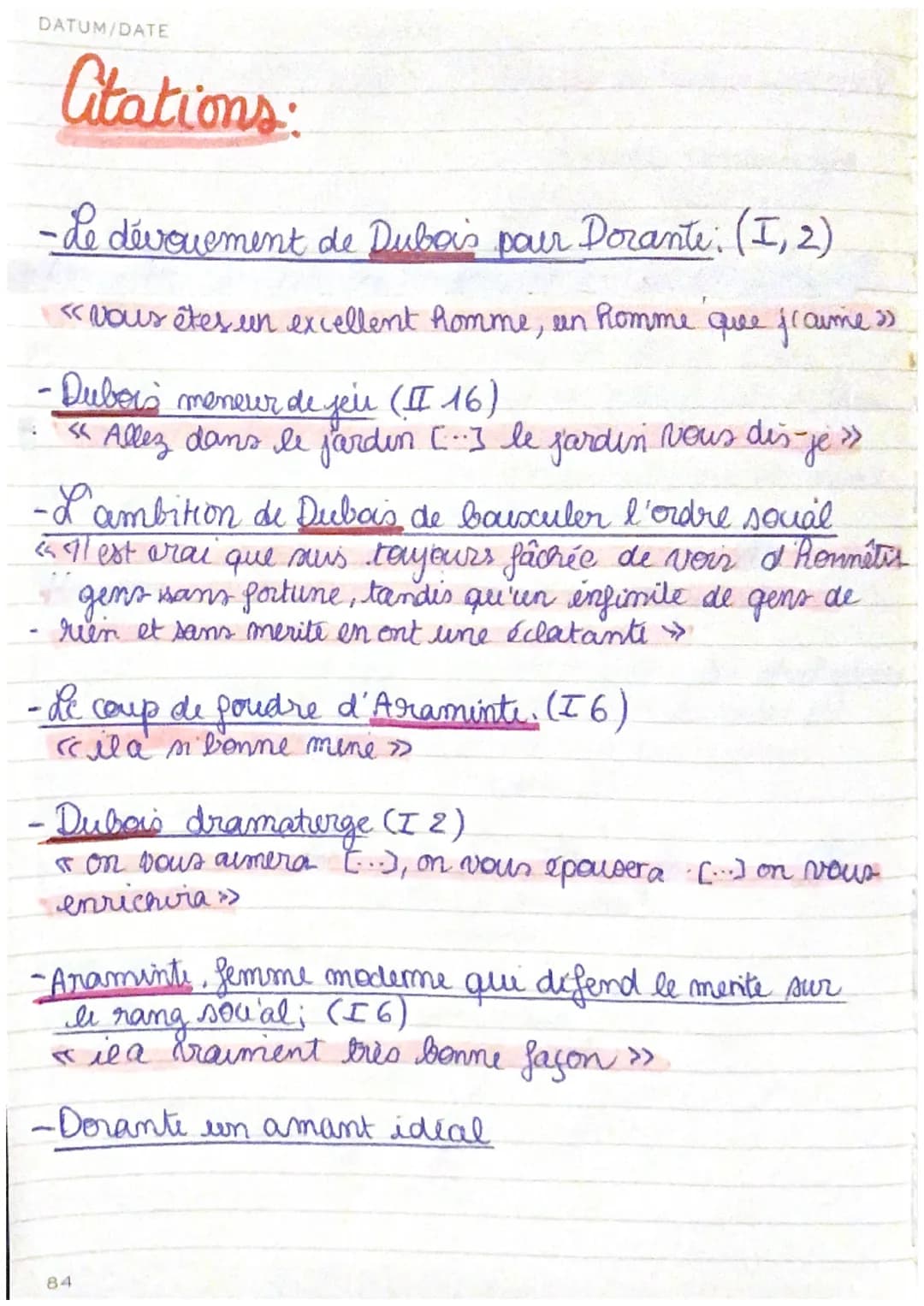 DATUM/DATE
Citations:
- Le dévouement de Dubois pour Dorante: (I, 2)
«Vous êtes un excellent homme, un homme que fraime »s
-Dubois meneur de