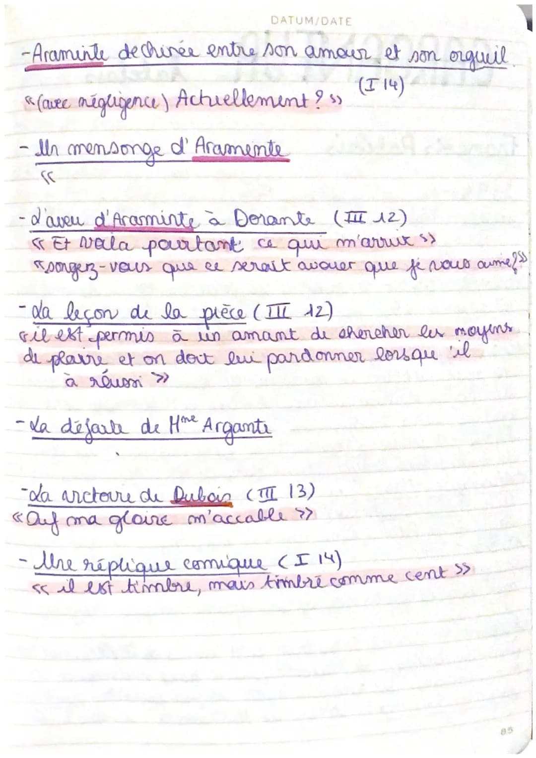DATUM/DATE
Citations:
- Le dévouement de Dubois pour Dorante: (I, 2)
«Vous êtes un excellent homme, un homme que fraime »s
-Dubois meneur de