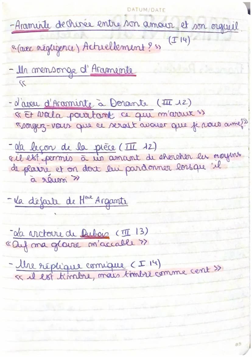 DATUM/DATE
Citations:
- Le dévouement de Dubois pour Dorante: (I, 2)
«Vous êtes un excellent homme, un homme que fraime »s
-Dubois meneur de