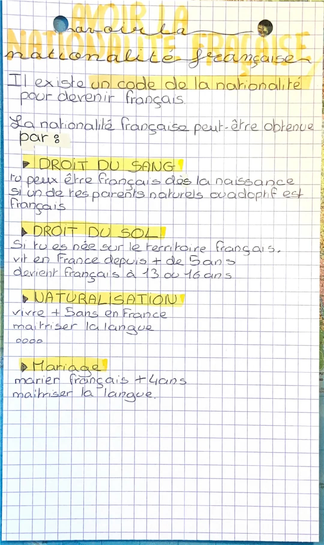 havoir la
nationalité française
Il existe un code de la nationalité
pour devenir français.
La nationalité française peut-être obtenue
par g
