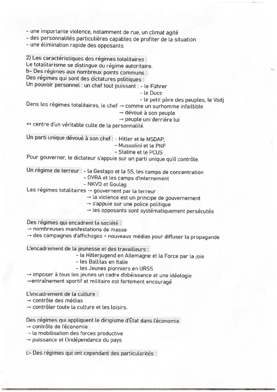II. Les régimes totalitaires des années 1930:
1) Aux origines du totalitarisme :
Le stalinisme : débutée en 1917, jusqu'en 1917,est gouverné