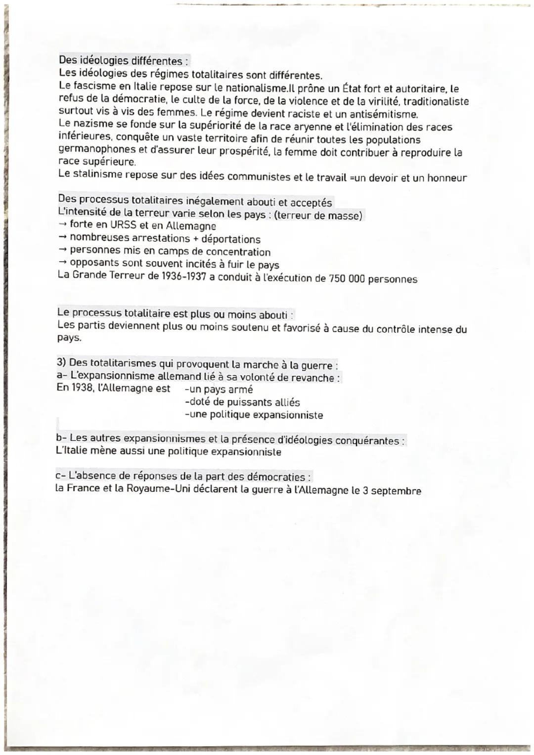 II. Les régimes totalitaires des années 1930:
1) Aux origines du totalitarisme :
Le stalinisme : débutée en 1917, jusqu'en 1917,est gouverné