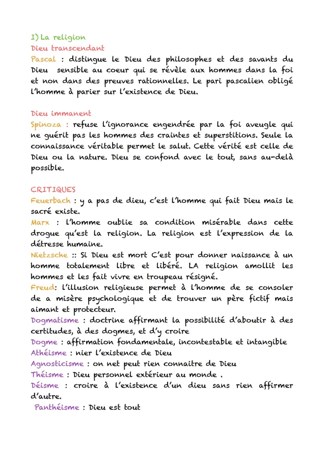 Fiche de révision philosophie La religion, l'histoire 