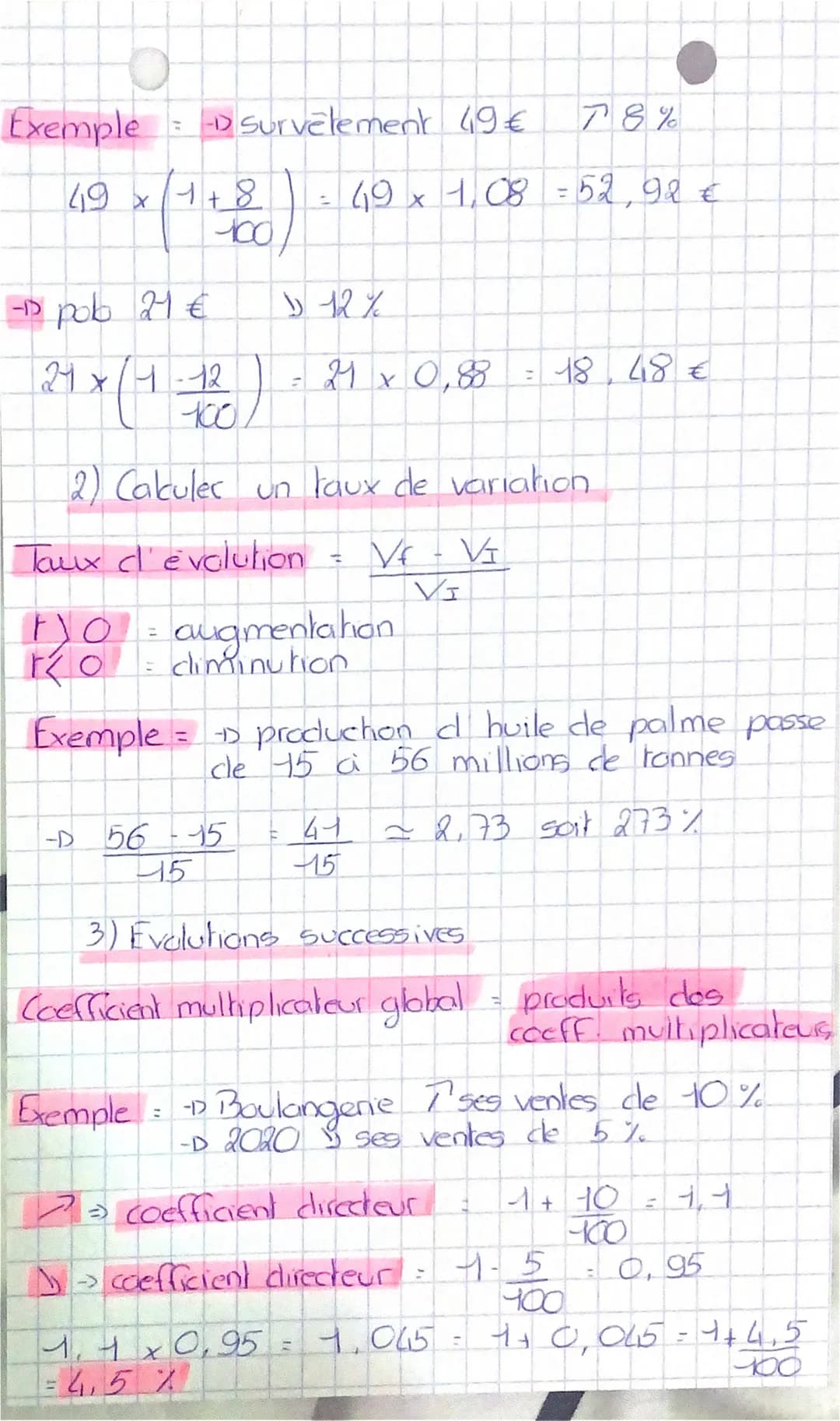 MATHS Pourcentage
et
evolution
I/ Proportion et pourcentage
1) Proportion d'une sous population
Exemple: +480 eleves inscrits en te
-→ 108 s