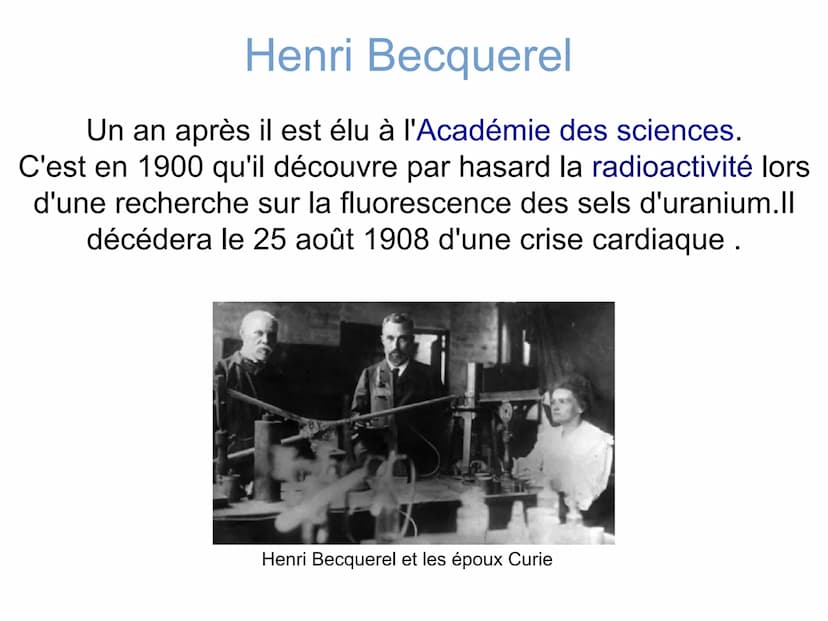 
<h3 id="laviedhenribecquerel">La vie d'Henri Becquerel</h3>
<p>Henri Becquerel est né le 15 décembre 1852 dans le 12e arrondissement de Par
