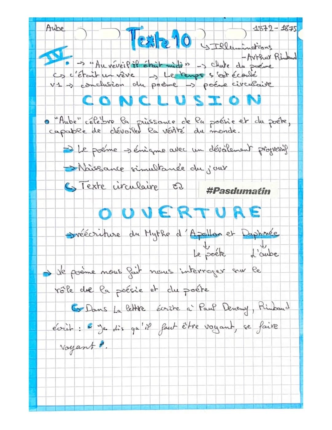 Aube
(1872-1875)
Texte 10
Arthur Rimbaud.
poéte fr. du XIX. Comment ce poème other pip
Is Illuminations.
-Arthur Rimbaud
en même temps l'éve