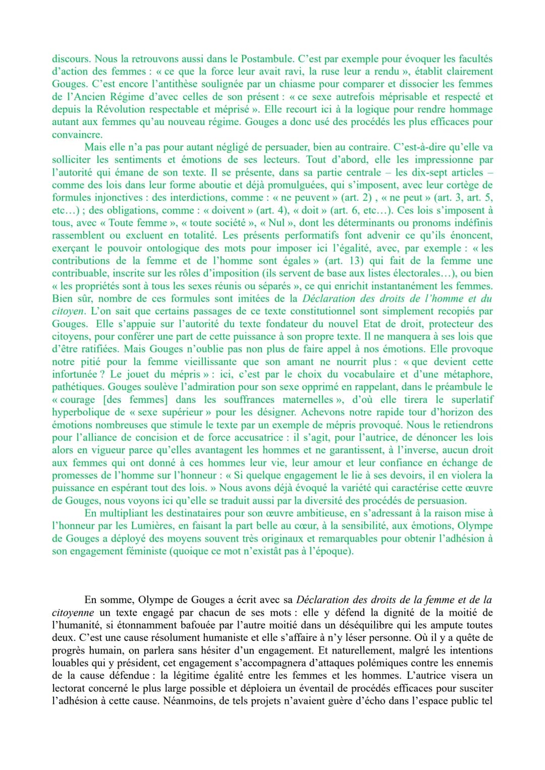 Corrigé de Dissertation - Ecrire et combattre pour l'égalité
En quoi la Déclaration de la femme et la citoyenne que signe
Olympe de Gouges e