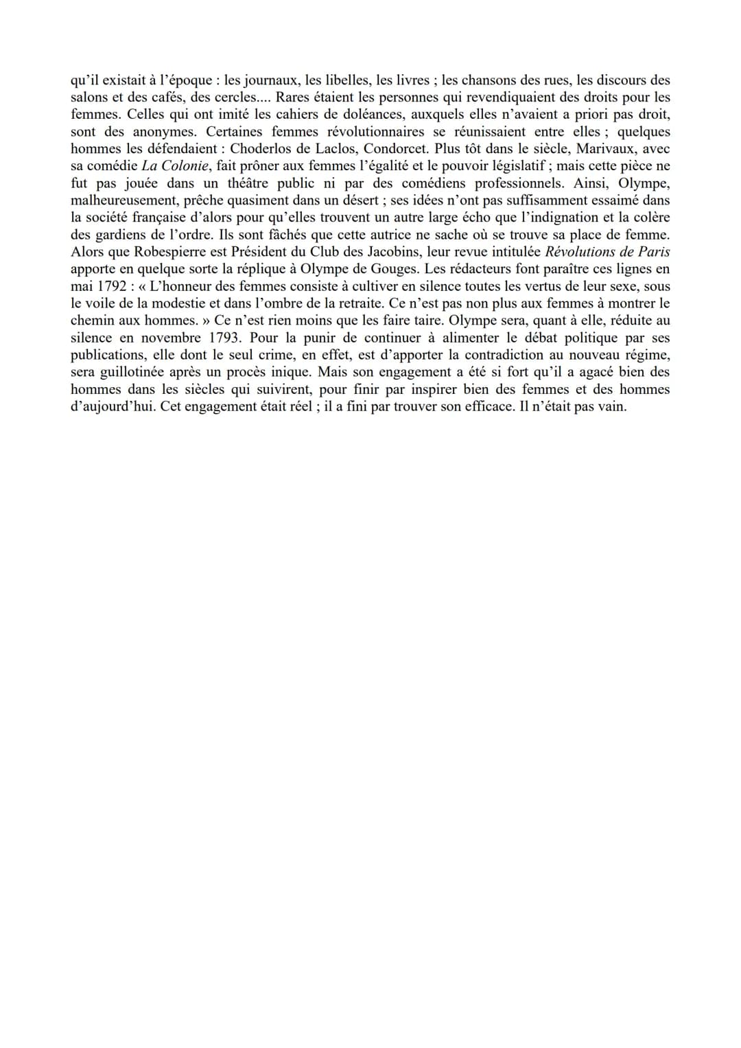 Corrigé de Dissertation - Ecrire et combattre pour l'égalité
En quoi la Déclaration de la femme et la citoyenne que signe
Olympe de Gouges e