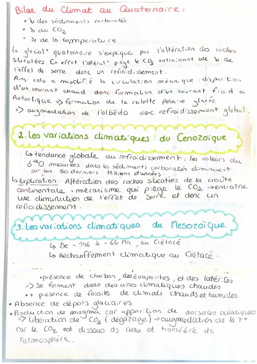 CH 13
ya
o Depuis 150 ans
1 les variations climatiques du Quaternaire
le quaternaire a subit des successions de phase froides
(glaciaires) e