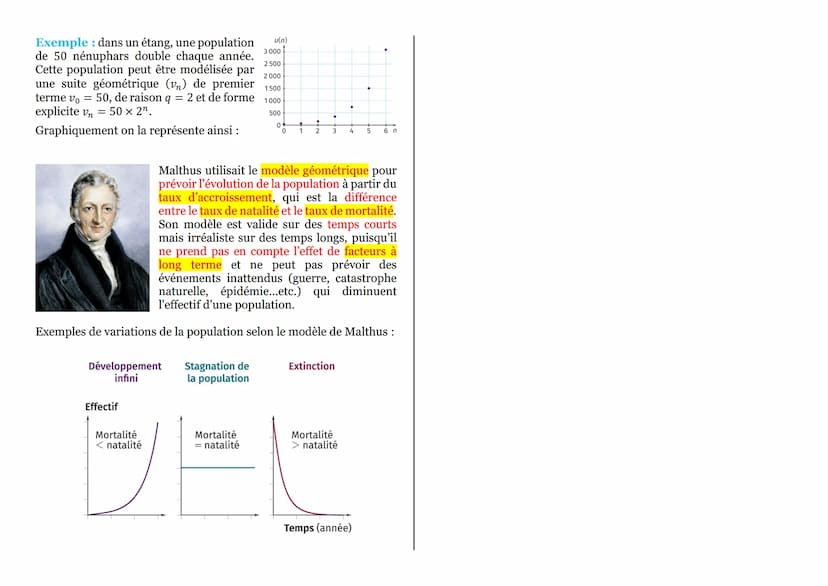 Thème 3: Une histoire du vivant :
Chapitre n°4 : les modèles démographiques :
La mesure de l'effectif d'une population donne un nombre fini 