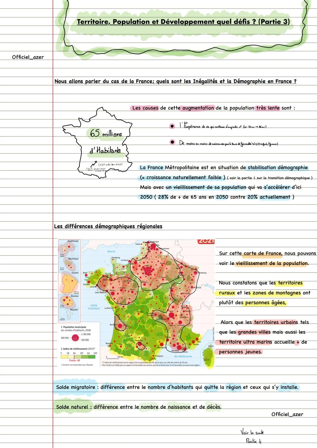 Officiel_azer
Territoire, Population et Développement quel défis ? (Partie 3)
Nous allons parler du cas de la France; quels sont les Inégali