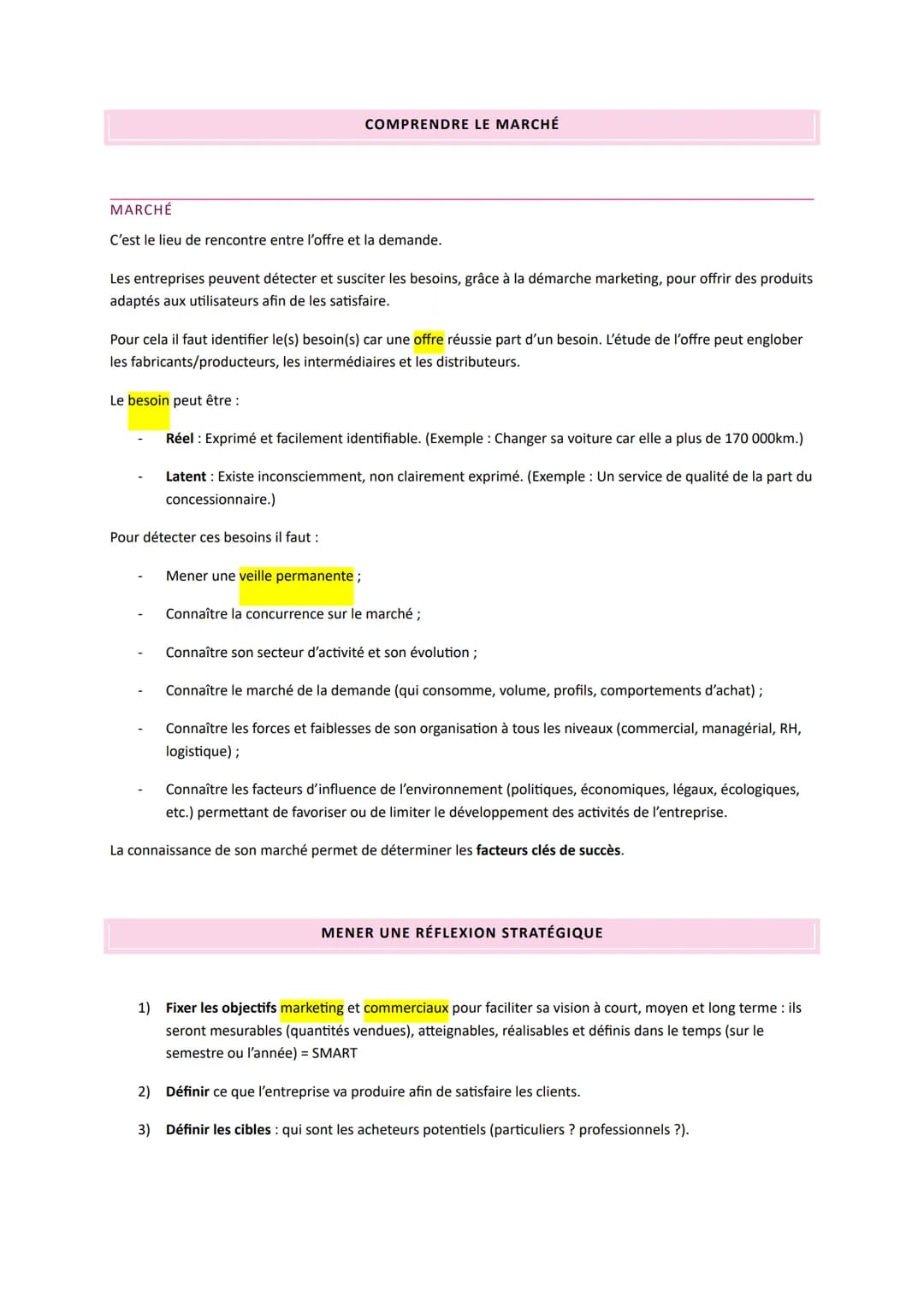 SYNTHÈSE - CHAPITRE 1 : LES CONCEPTS DE BASE DU MARKETING
<< Le Marketing est la stratégie d'adaptation des organisations à des marchés conc
