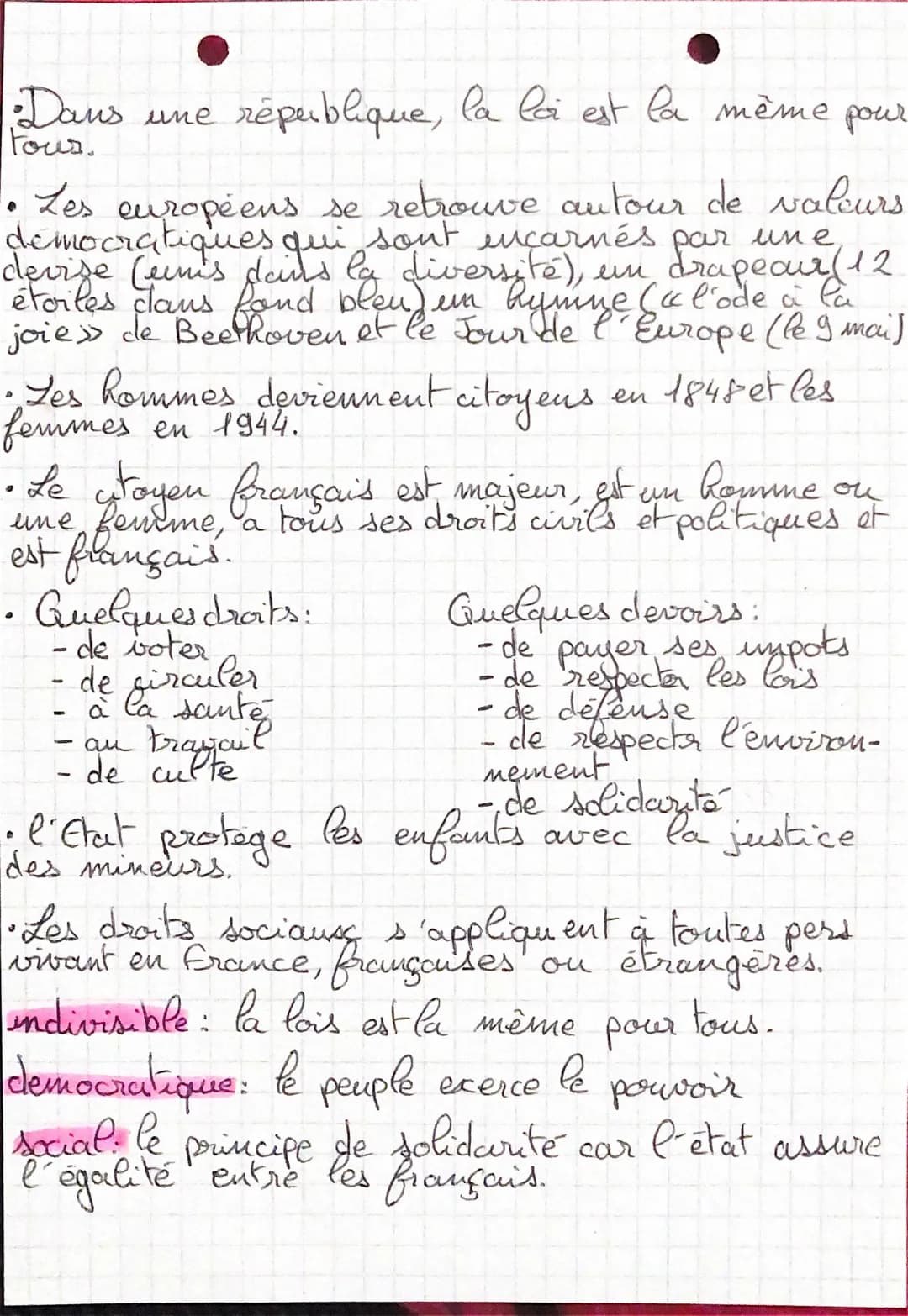 être citoyen
en France et
en europe
DEFINITIONS:
le droit de participer à la vie
citoyen : personne qui a
politique de son pays
constitution