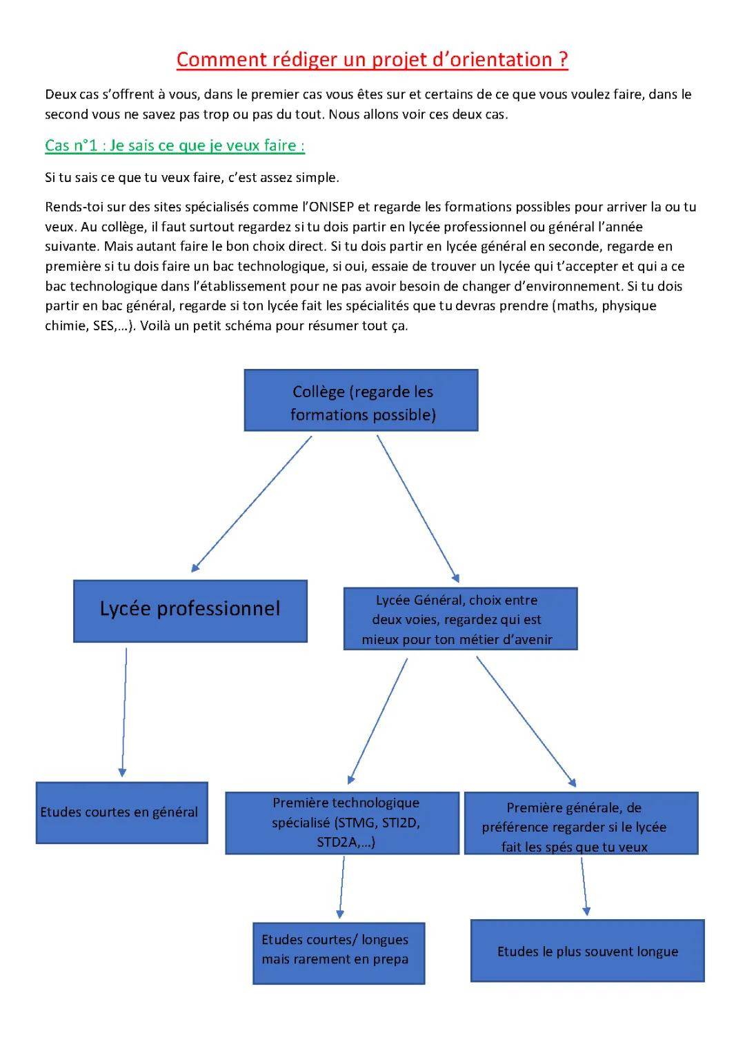Rediger un projet d'orientation