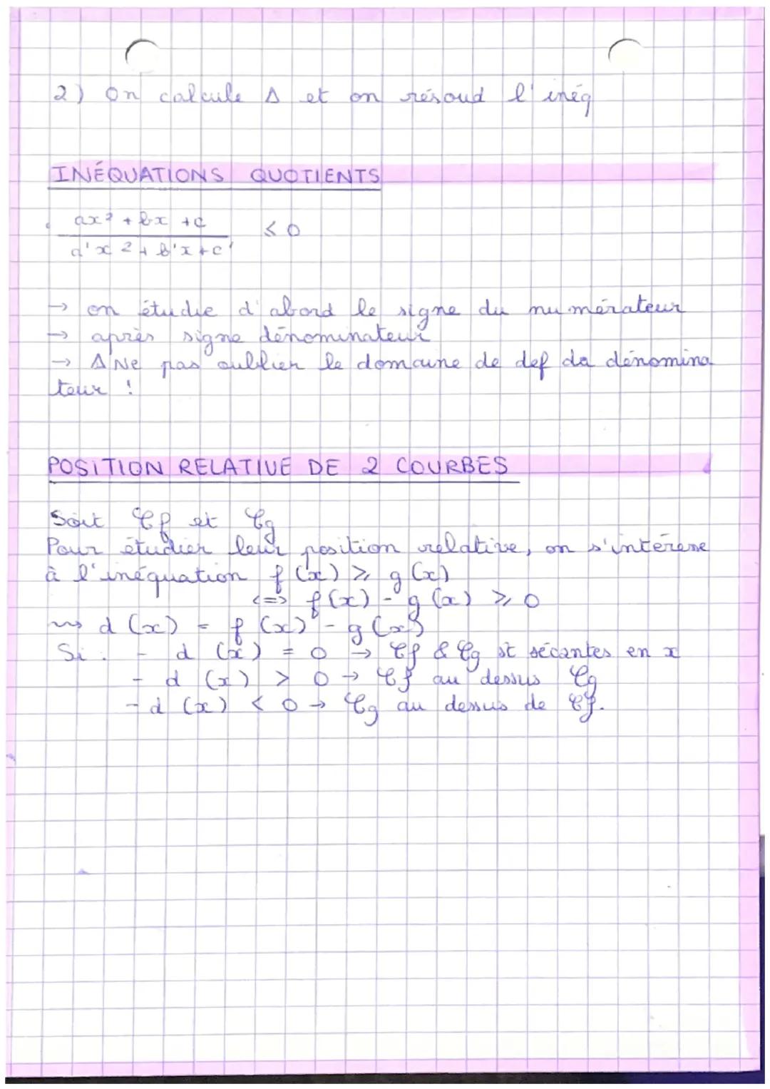# MATHS

Second degré - 2

$
\triangle > 0$

si a > 0

| x     | -00 | x1 | x2 | +00 |
| :---- | :--- | :- | :- | :---- |
| sigre | +    | 0