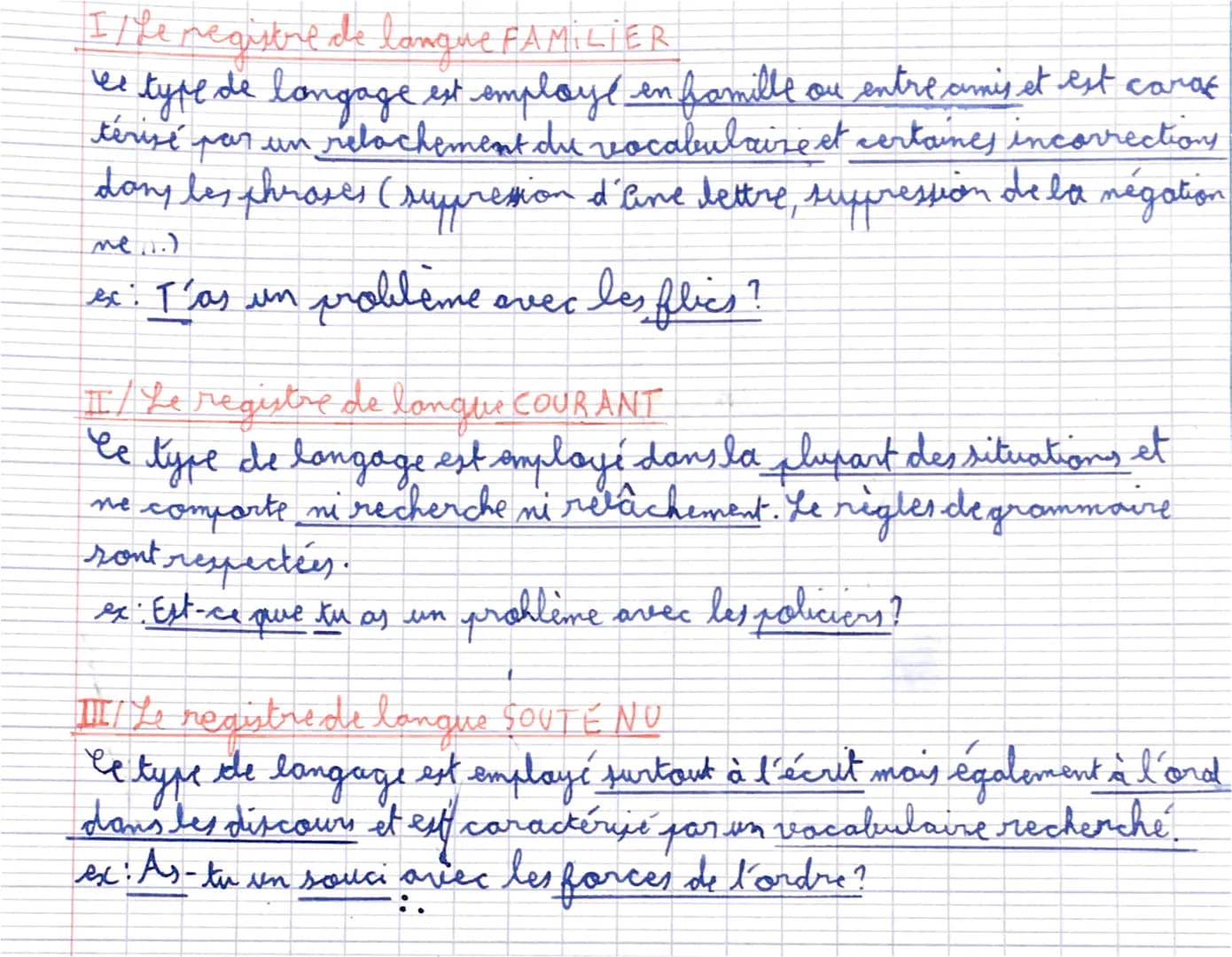 I/Le registre de langue FAMILIER
térsé
ce type de langage est employé en famille ou entre amis et est caraf
par un retachement du vocabulair