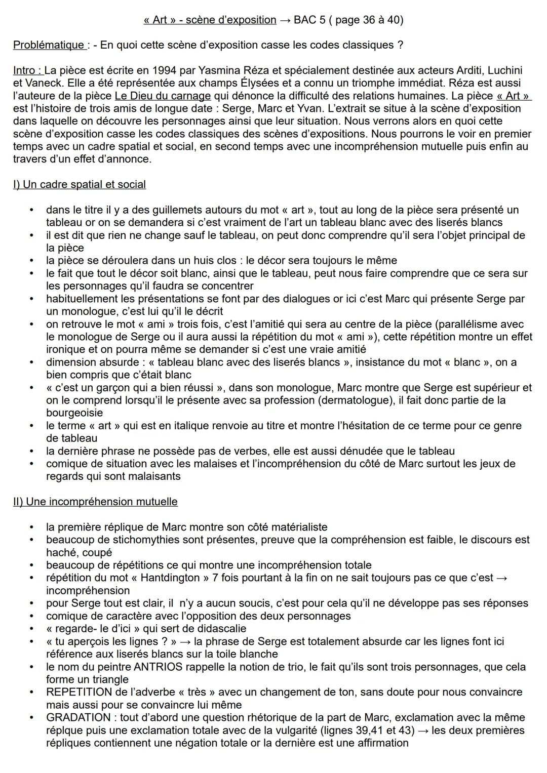 # <<< Art >>> - scène d'exposition

BAC 5 (page 36 à 40)

Problématique : - En quoi cette scène d'exposition casse les codes classiques ?

I