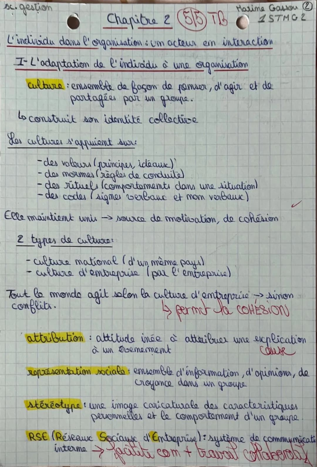 L'individu dans l'organisation - Science de gestion 1re STMG PDF
