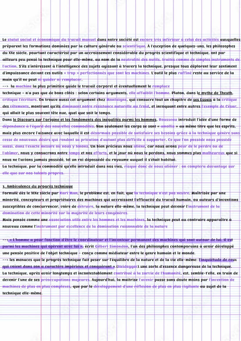 La technique
La technique, du grec "techne", se présente comme un pur moyen servant une finalité : elle est le fruit de l'ingéniosité et de
