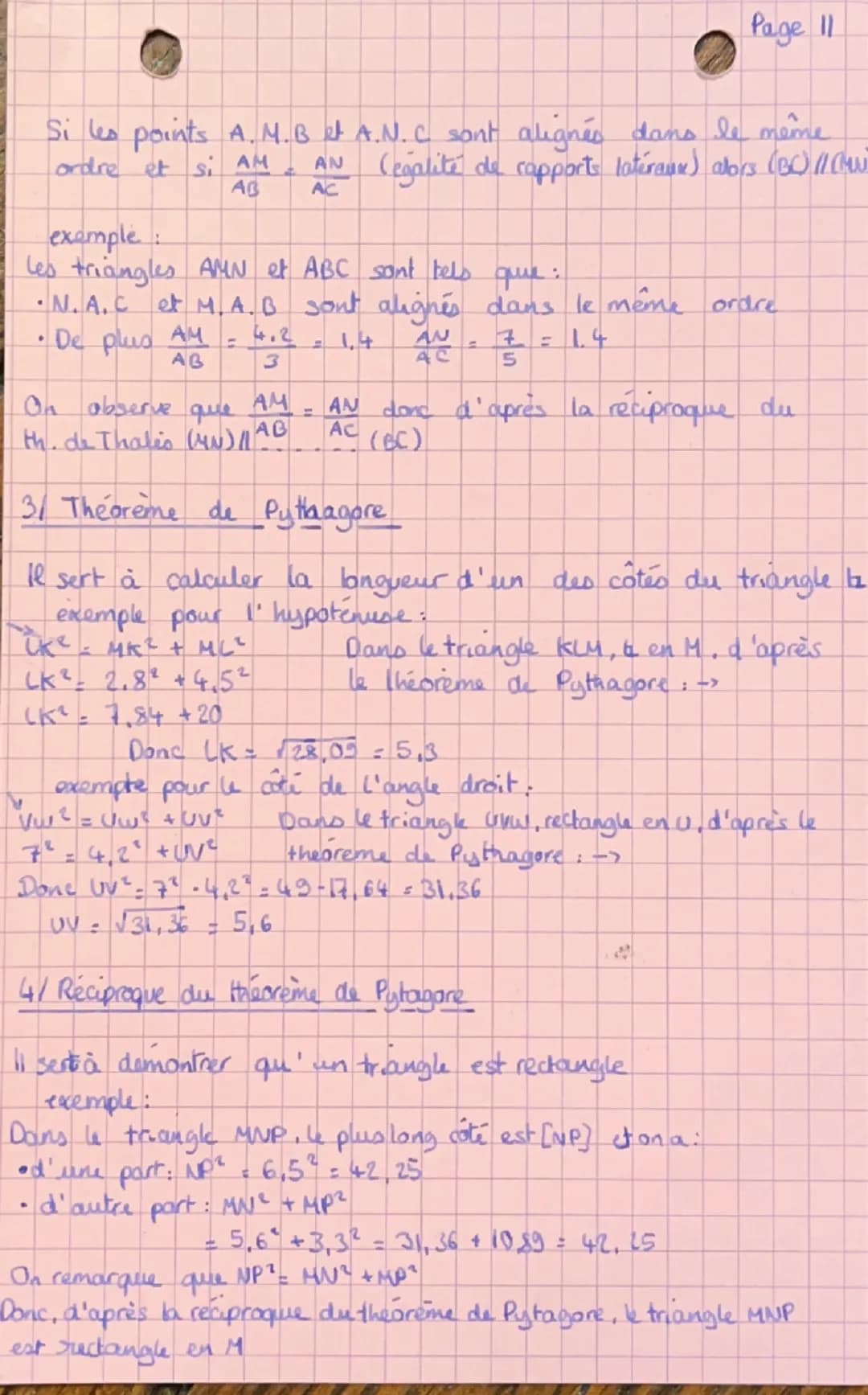 --- OCR Start ---
Salome
Pelat
Mathématiques
II. Théorème de Thales
Page I
• Le théorème de Thalis permet de calculer des longueurs
• Si duu