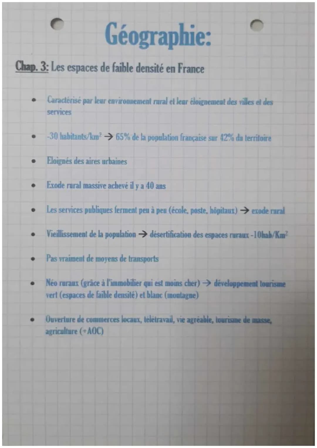 Les espaces de faible densité en France