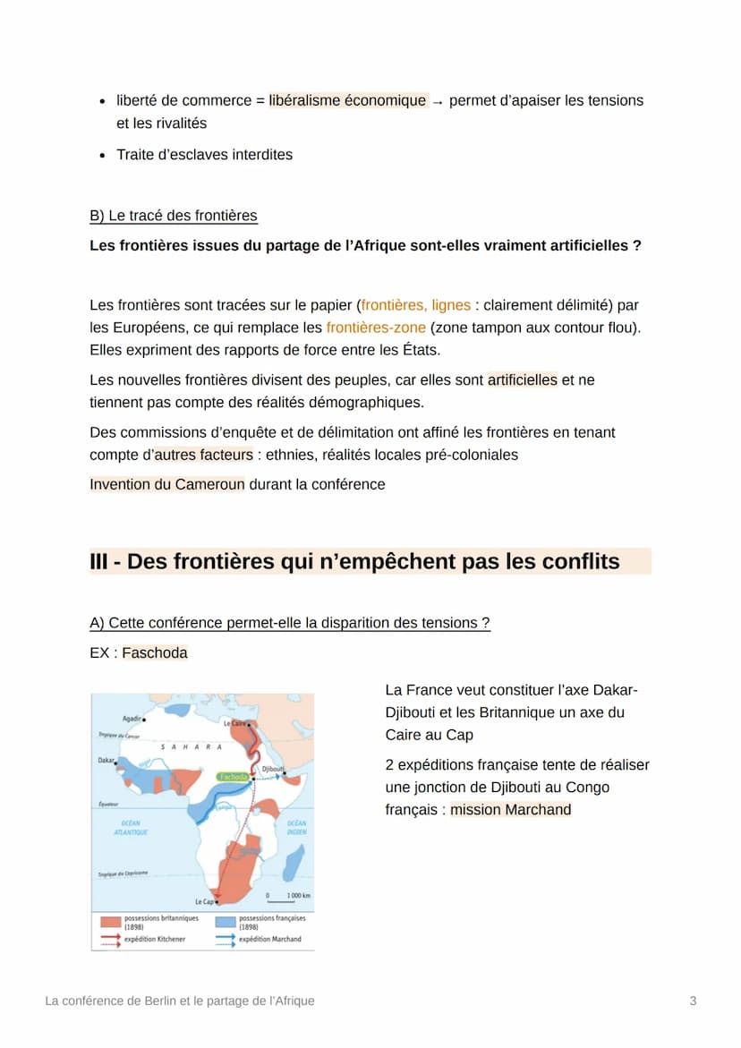 La conférence de Berlin et le
partage de l'Afrique
La conférence de Berlin a pour but de réglementer la liberté du commerce dans les
bassins
