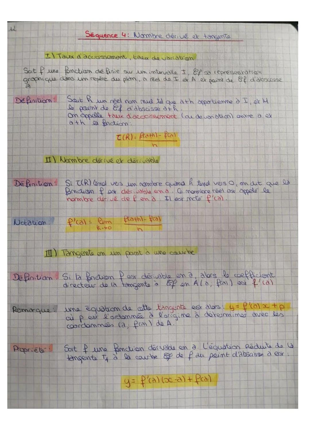 Introduction aux Nombres Dérivés et Tangentes – Maths Spé 1ère