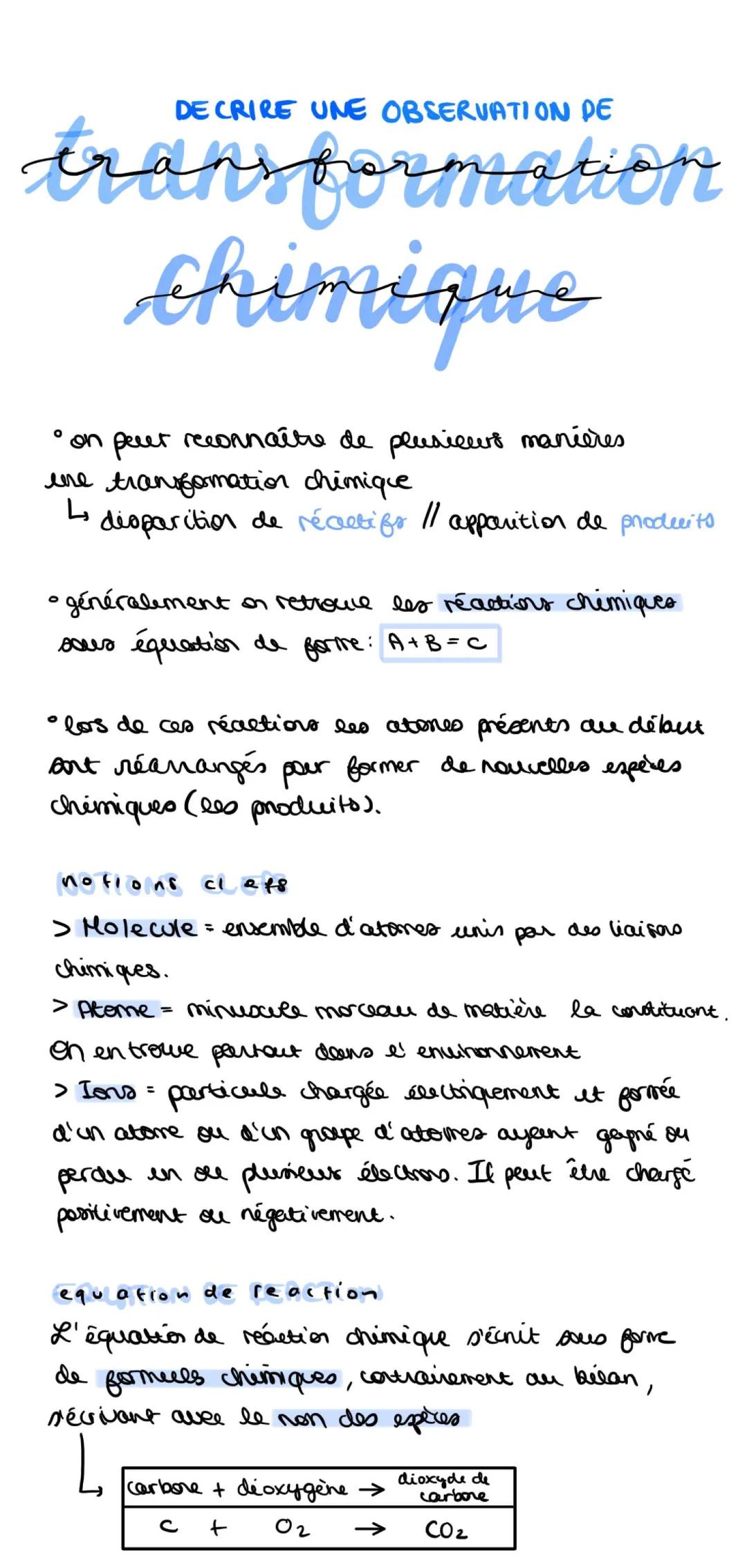 Écrire et Équilibrer une Équation Chimique : Exercices et Exemples