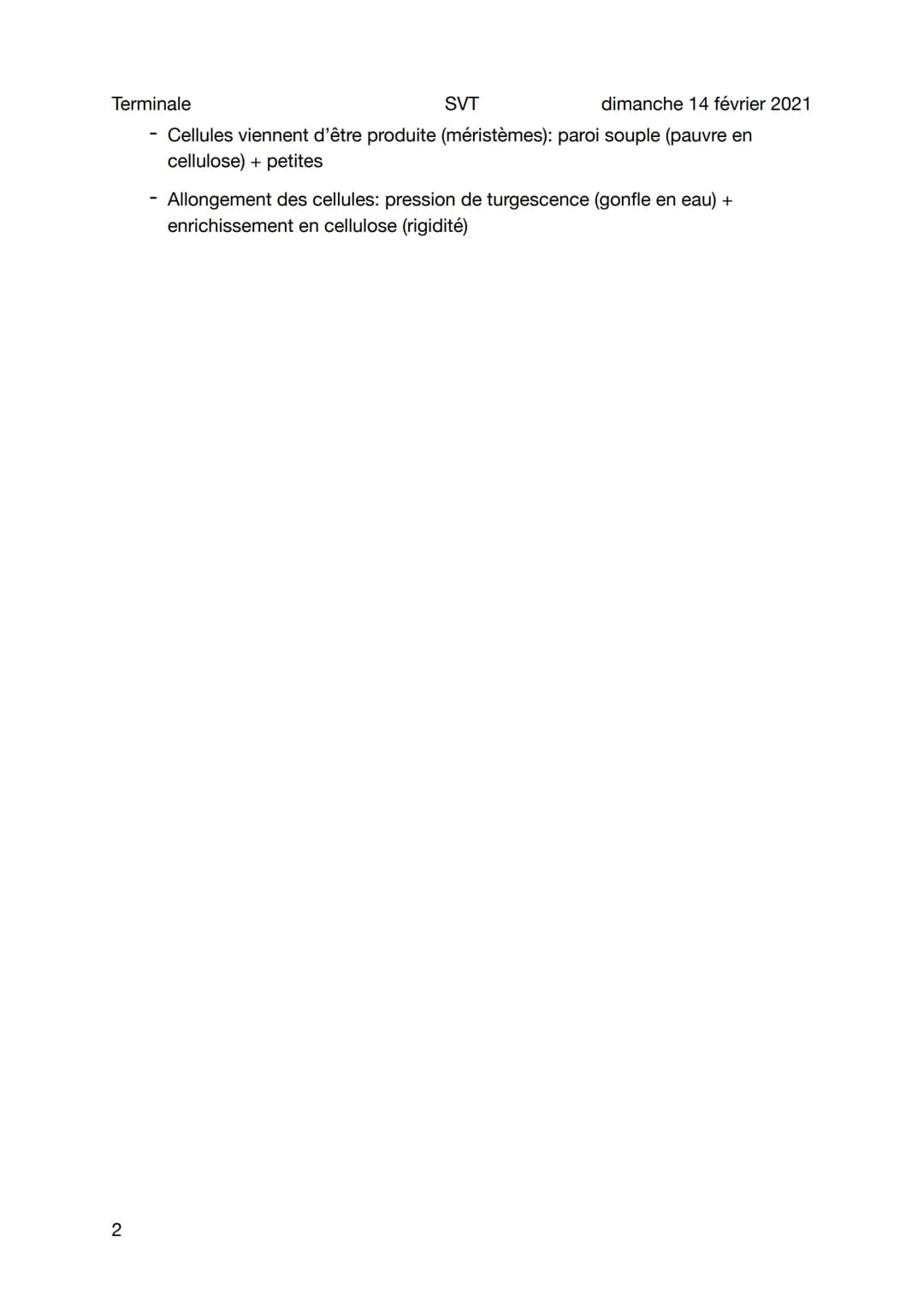 Terminale
Croissance des plantes
SVT
Sujet général
Méristèmes (production de cellules) (merèse)
• Zone à activité mitotique très intense + a